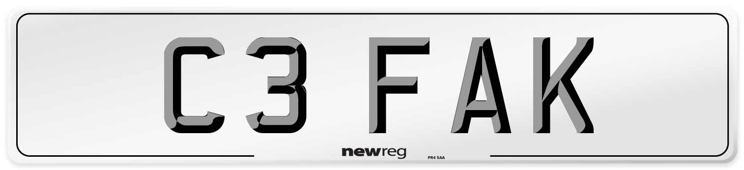 C3 FAK Number Plate from New Reg